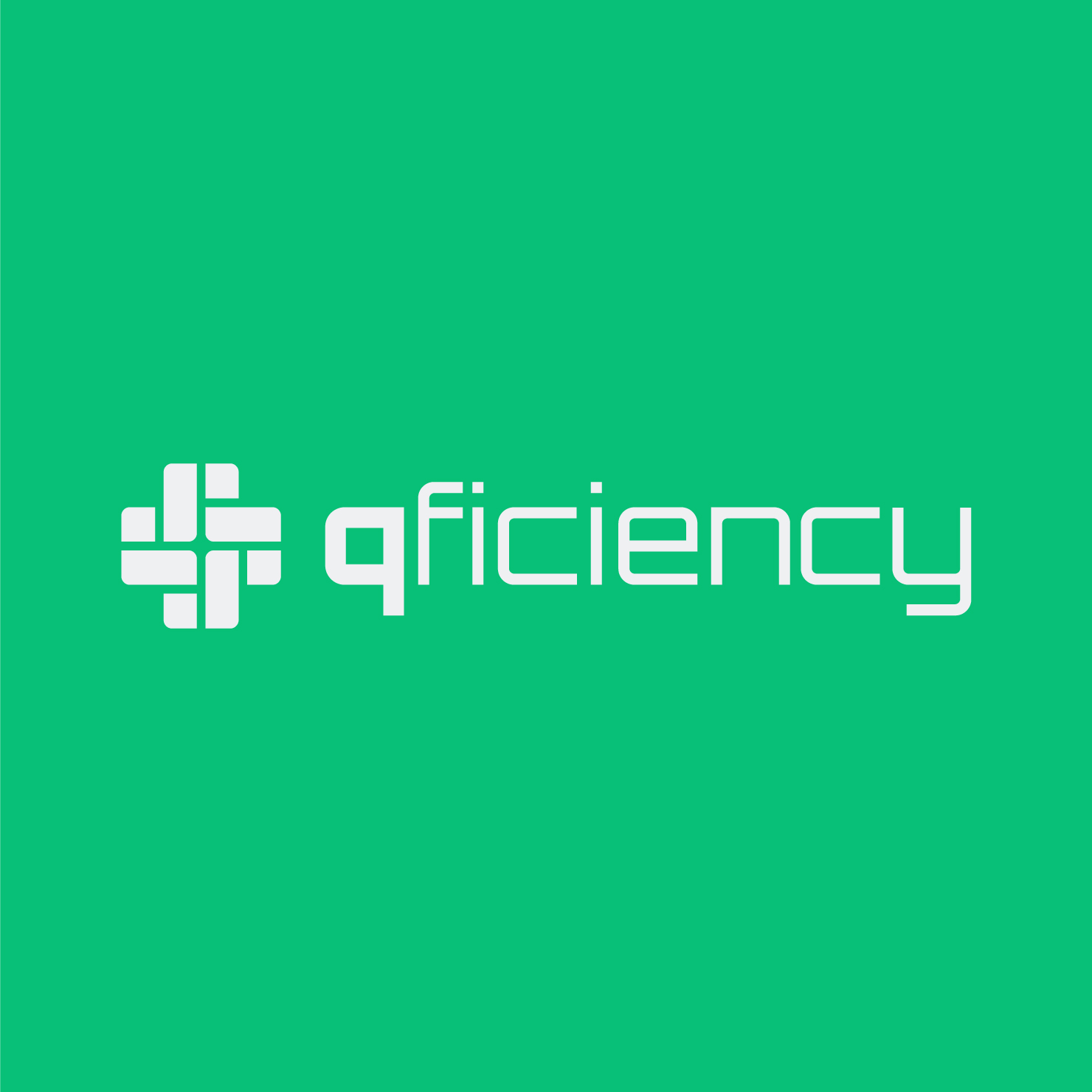 Qficiency logo on green background